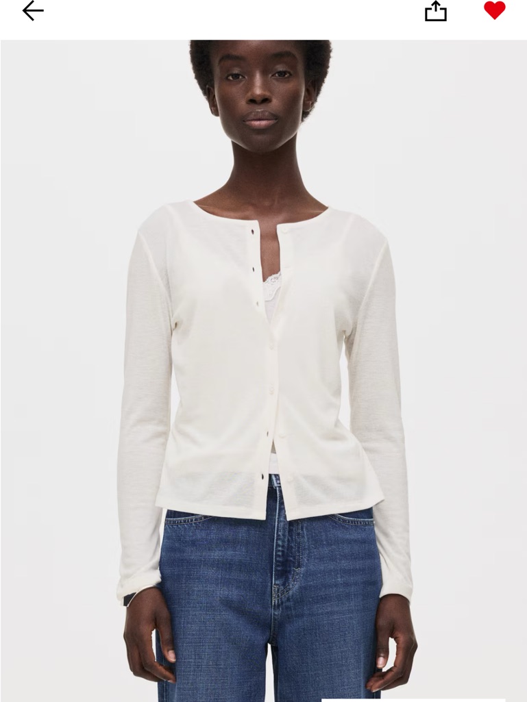 H&M White Button-Front Long Sleeve Cardigan